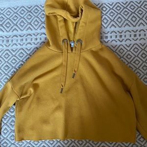 Yellow Cropped Hoodie